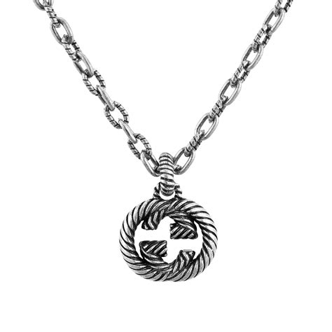 Gucci Interlocking G Pendant Sterling Silver Necklace